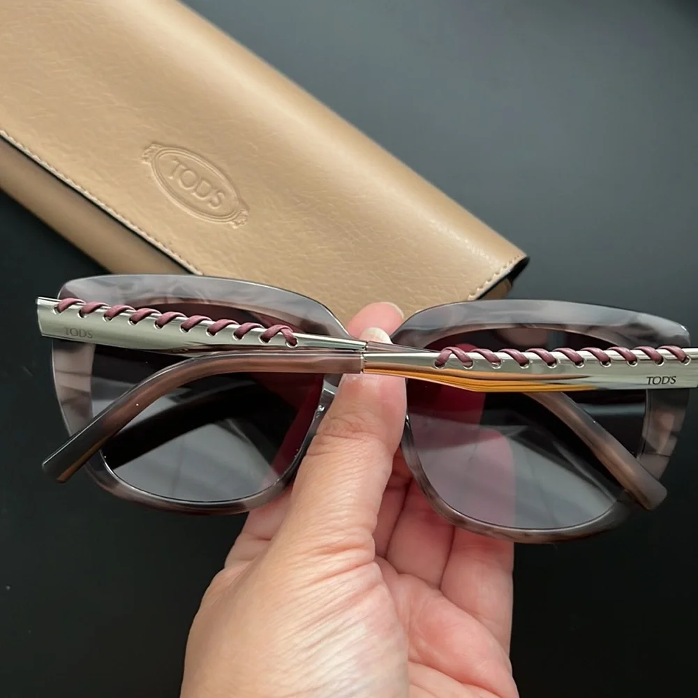 Tod’s Women’s Authentic Sunglasses Shades with Case Whipstitched Leather